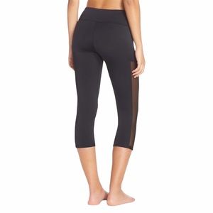 new Onzie ✦ Mesh Tuxedo Stripe ✦ Yoga Capri Cropped Pants ✦ Black Medium / Large